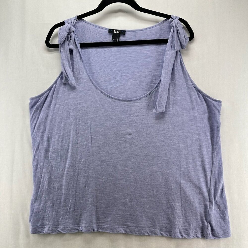 PAIGE Tank Top Womens Sz XL Slub Jersey Tie Strap Sleeveless Cotton Modal Purple